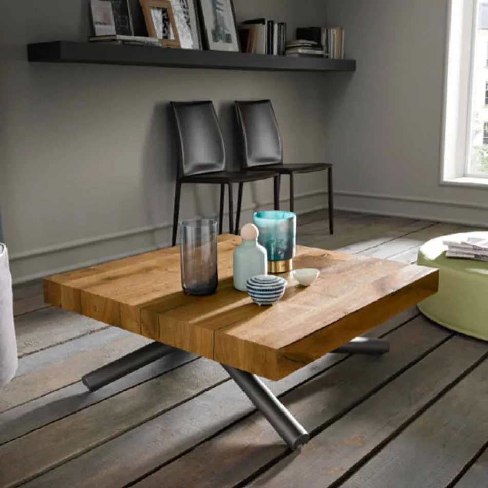Table basse design transformable en bois Made in Italy - Vincenzo Viadurini