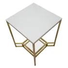 Table basse carrée dorée en fer, résine blanche et verre - Tokyo Viadurini