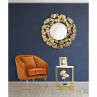 Table basse carrée dorée en fer, résine blanche et verre - Tokyo Viadurini