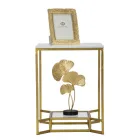 Table basse carrée dorée en fer, résine blanche et verre - Tokyo Viadurini