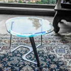 Table basse artisanale en verre et acier Made in Italy - Marbello Viadurini