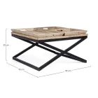 Table basse en acier avec plateau en bois de manguier design - Cesira Viadurini