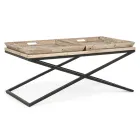Table basse en acier avec plateau en bois de manguier design - Cesira Viadurini