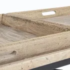 Table basse en acier avec plateau en bois de manguier design - Cesira Viadurini