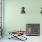 Table basse en acier avec plateau en bois de manguier design - Cesira Viadurini