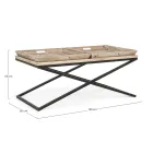 Table basse en acier avec plateau en bois de manguier design - Cesira Viadurini