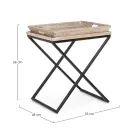 Table basse en acier avec plateau en bois de manguier design - Cesira Viadurini