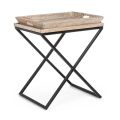 Table basse en acier avec plateau en bois de manguier design - Cesira