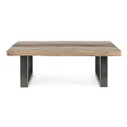 Table basse en acier Homemotion et plateau en bois d'acacia - Zalma Viadurini