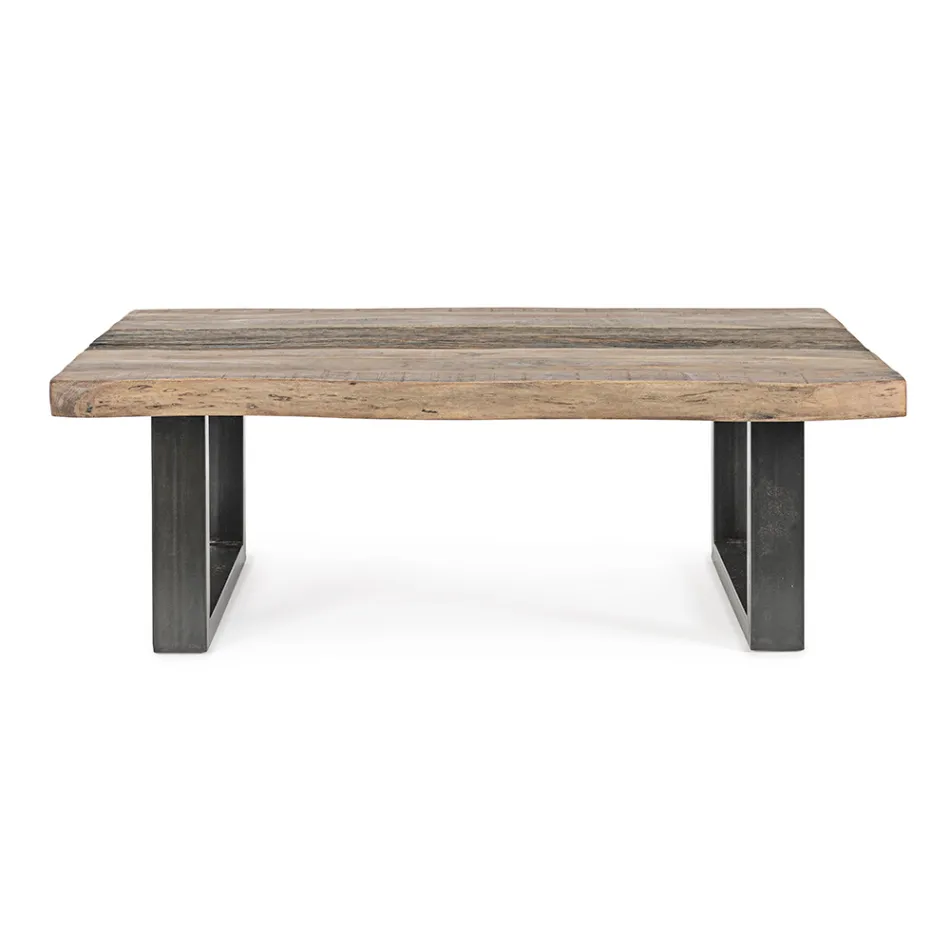 Table basse en acier Homemotion et plateau en bois d'acacia - Zalma Viadurini
