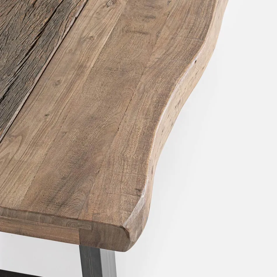 Table basse en acier Homemotion et plateau en bois d'acacia - Zalma Viadurini