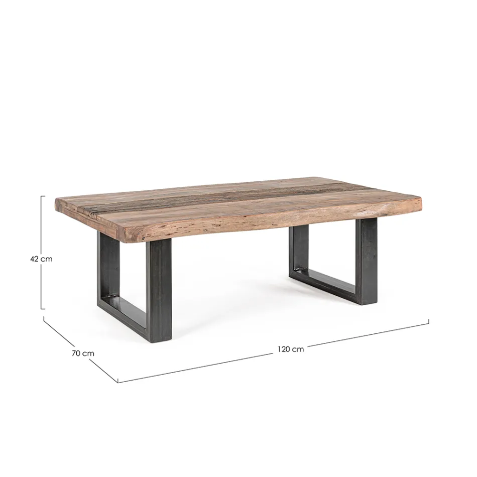 Table basse en acier Homemotion et plateau en bois d'acacia - Zalma Viadurini