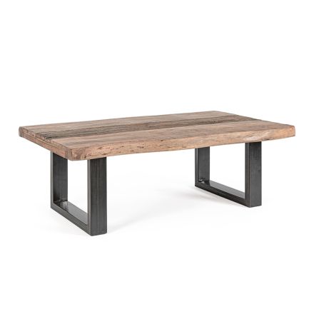 Table basse en acier Homemotion et plateau en bois d'acacia - Zalma Viadurini