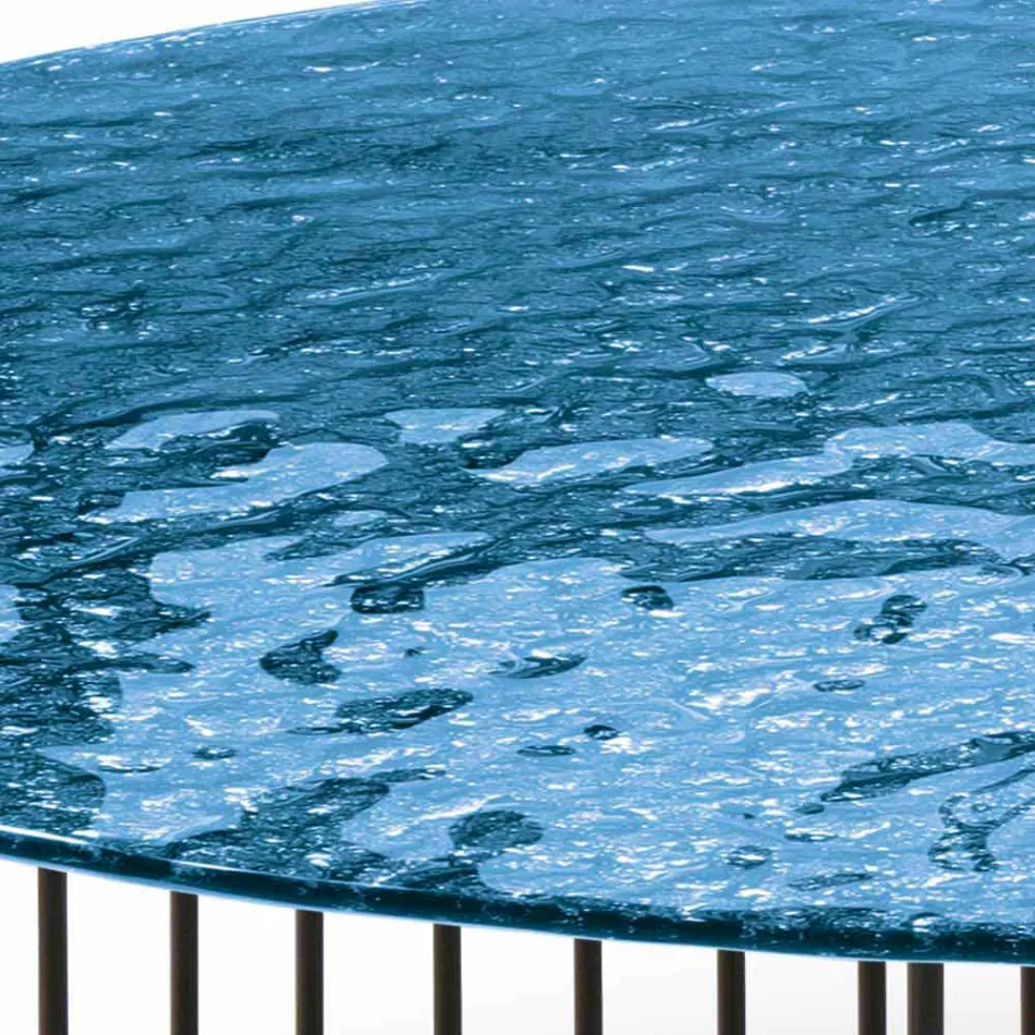 Table basse en cristal forgé et métal Made in Italy - Montebianco Viadurini