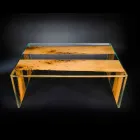 Table des Venetian Briccola café en bois et en verre 120 cm Viadurini