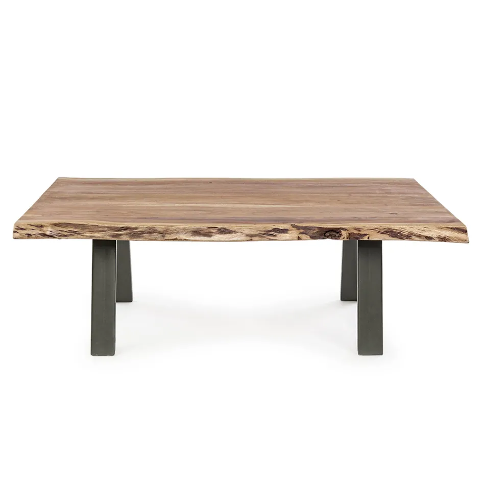 Table basse en bois et acier fait main Homemotion - Tancredi Viadurini