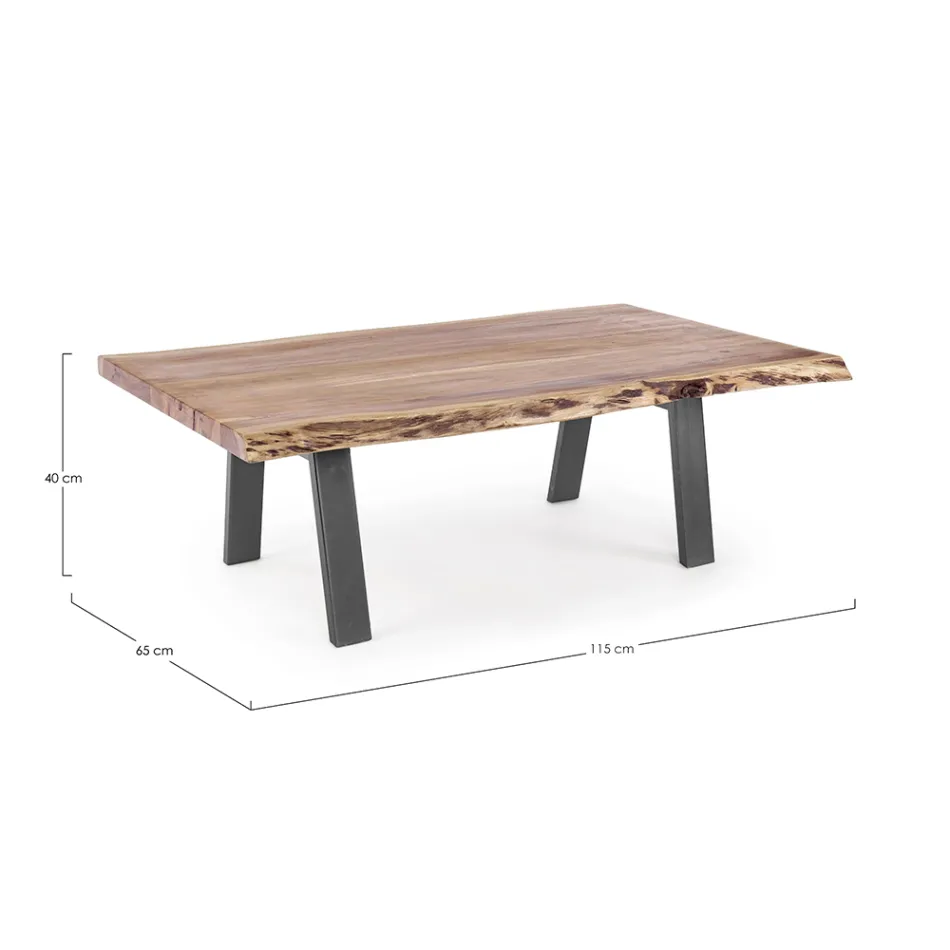 Table basse en bois et acier fait main Homemotion - Tancredi Viadurini