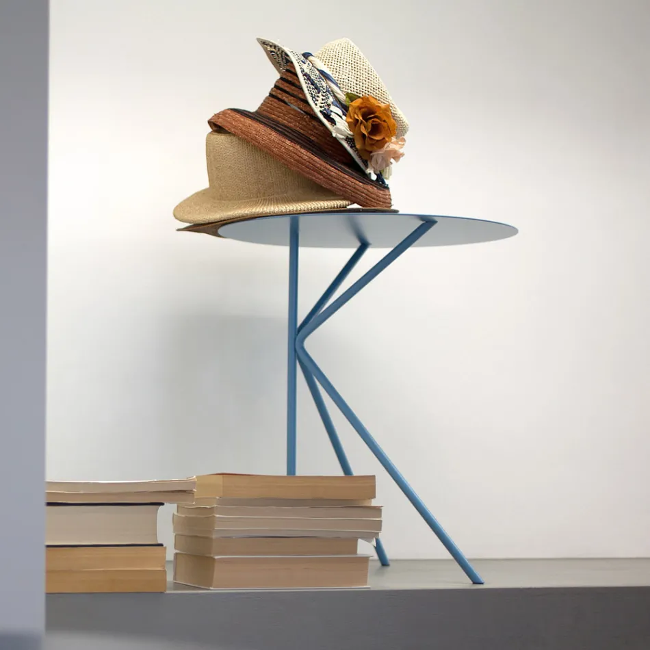 Table basse ronde en métal, design en différentes couleurs et 2 tailles - Olesya Viadurini