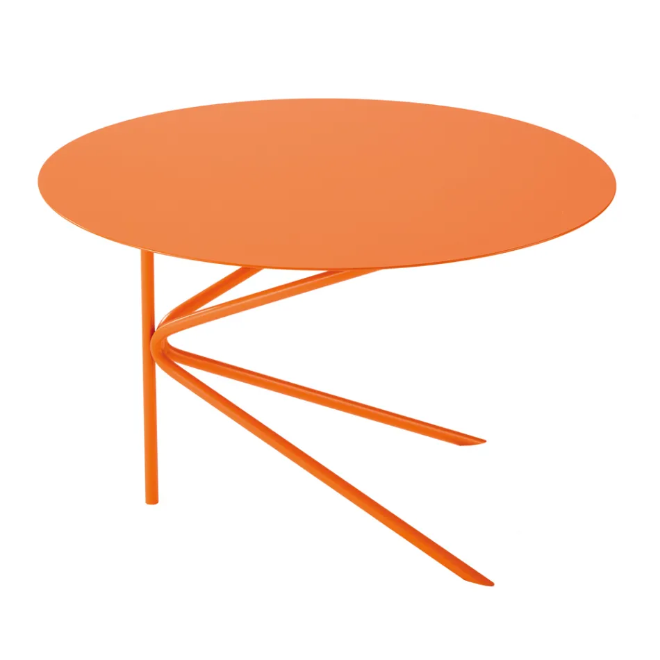 Table basse ronde en métal, design en différentes couleurs et 2 tailles - Olesya Viadurini