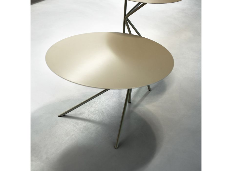 Table basse ronde en métal, design en différentes couleurs et 2 tailles - Olesya Viadurini