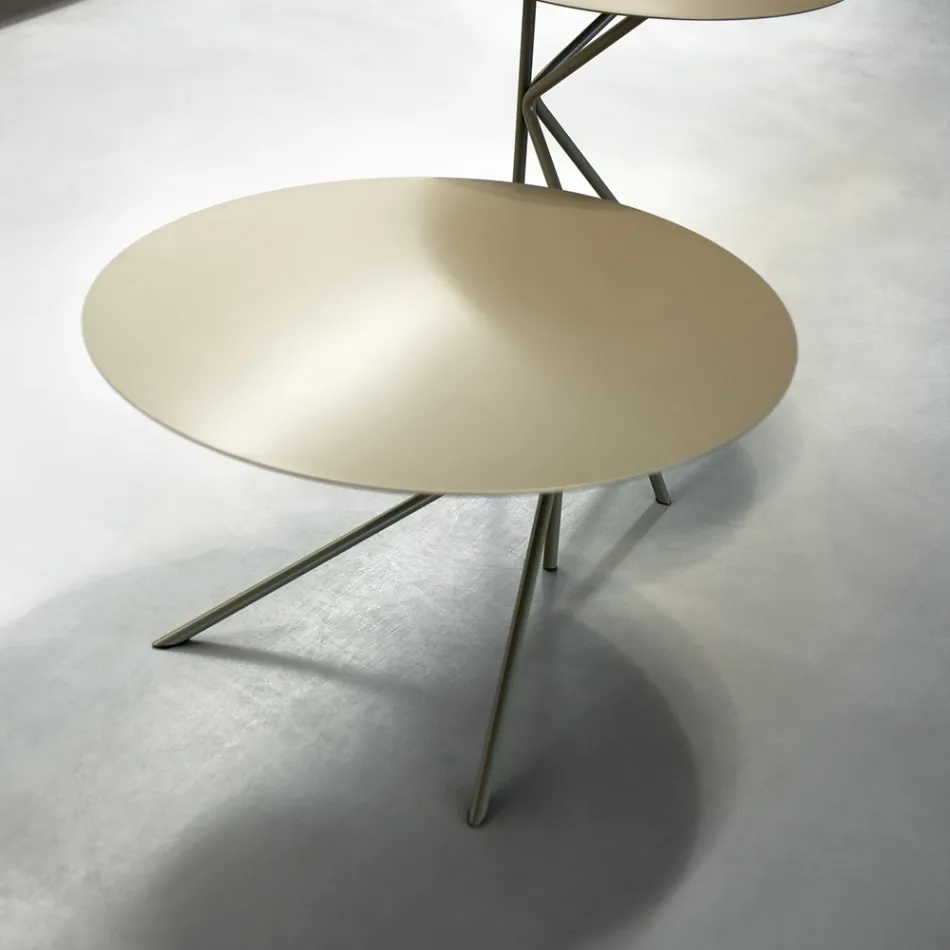 Table basse ronde en métal, design en différentes couleurs et 2 tailles - Olesya Viadurini