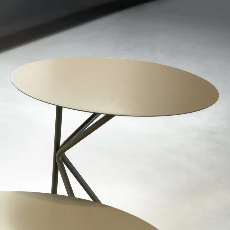 Table basse ronde en métal, design en différentes couleurs et 2 tailles - Olesya Viadurini