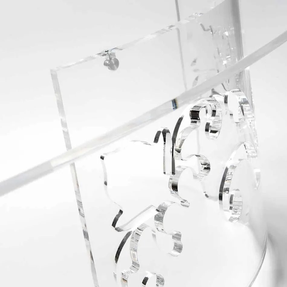 Table basse en plexiglas fumé ou transparent avec base décorée - Crassus Viadurini