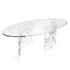 Table basse en plexiglas fumé ou transparent avec base décorée - Crassus Viadurini