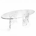 Table basse en plexiglas fumé ou transparent avec base décorée - Crassus