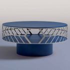 Table basse design moderne bleu ou bordeaux avec anneau - Lok Viadurini