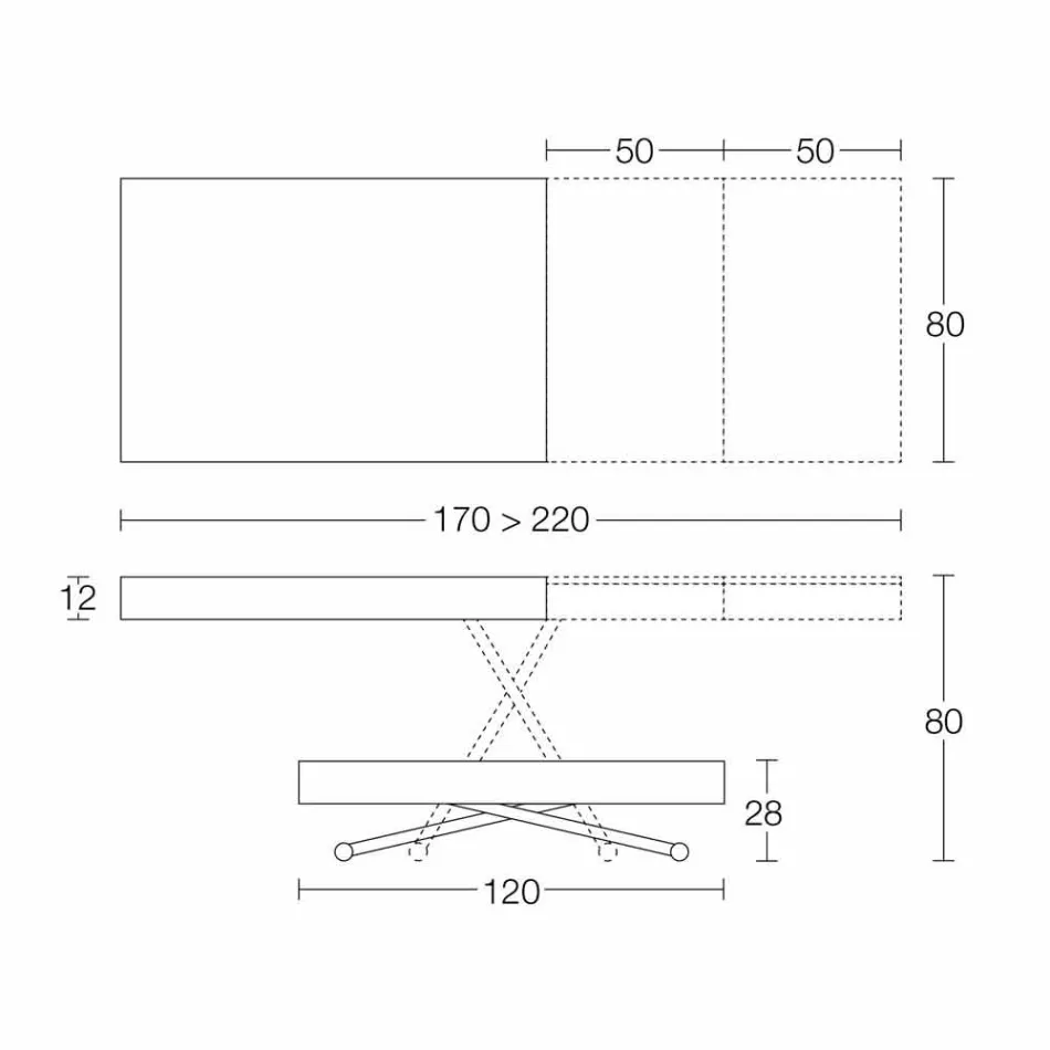 Table basse transformable moderne en bois et métal fabriquée en Italie - Fabio Viadurini
