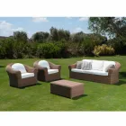 Table basse de jardin en rotin synthétique tissé - Yves Viadurini