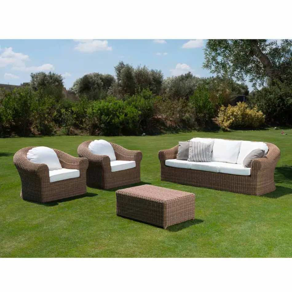 Table basse de jardin en rotin synthétique tissé - Yves Viadurini