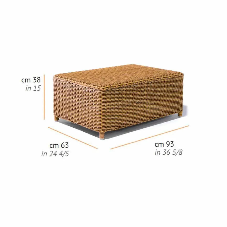 Table basse de jardin en rotin synthétique tissé - Yves Viadurini