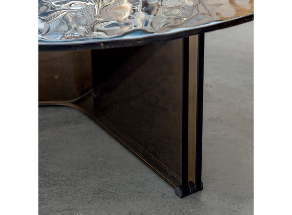 Table basse ronde en verre pour salon design 3 tailles - Imolao Viadurini
