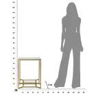 Table Basse Carrée en Fer Doré, Résine Blanche et Verre - Tokyo Viadurini