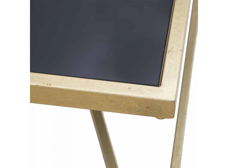 Table basse rectangulaire de design moderne en fer et verre - Maggie Viadurini