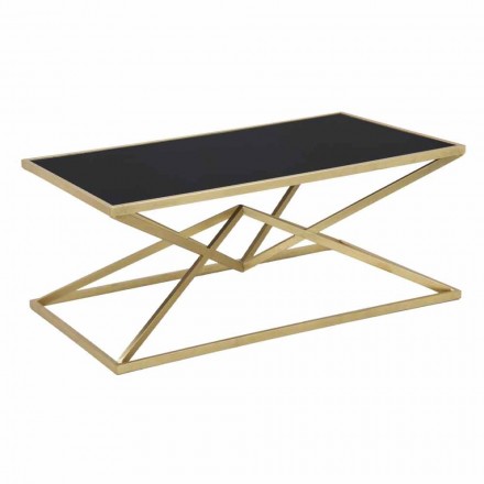 Table basse rectangulaire de design moderne en fer et verre - Maggie Viadurini
