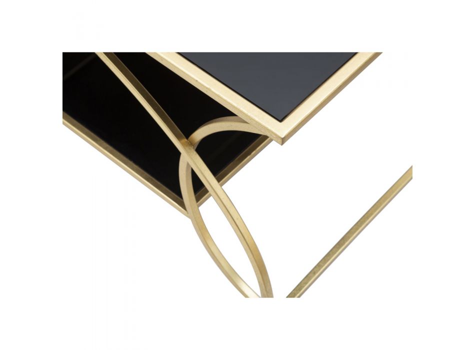Table basse rectangulaire en fer avec plateau en verre noir - Symbol Viadurini