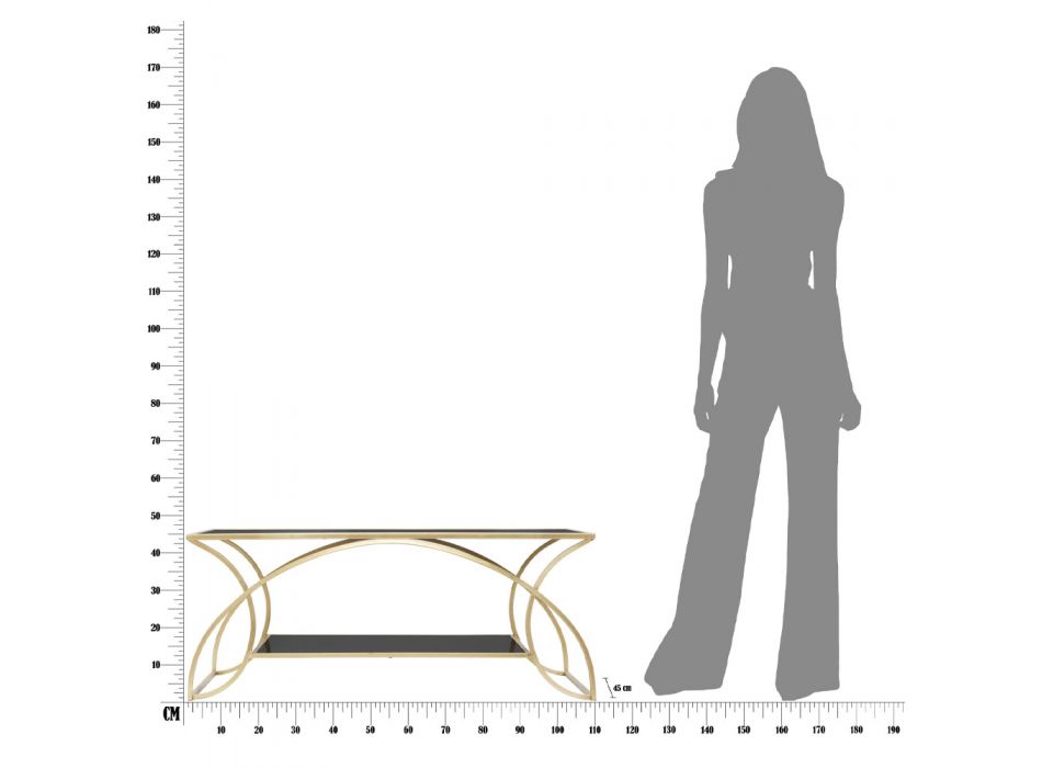 Table basse rectangulaire en fer avec plateau en verre noir - Symbol Viadurini