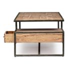 Table basse de salon en acier et bois d'acacia Homemotion - Cristoforo Viadurini