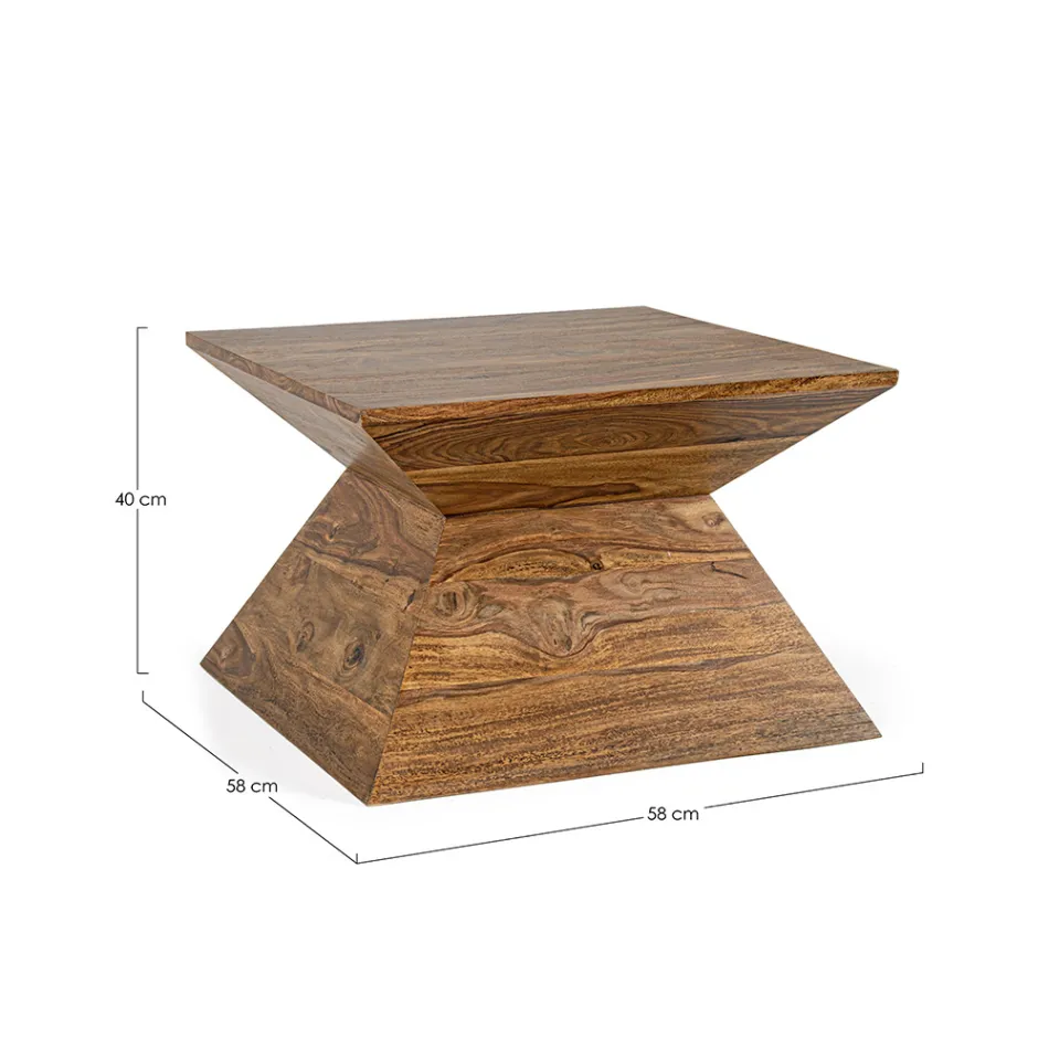 Table basse pyramidale en bois de Sesham Homemotion - Torrice Viadurini