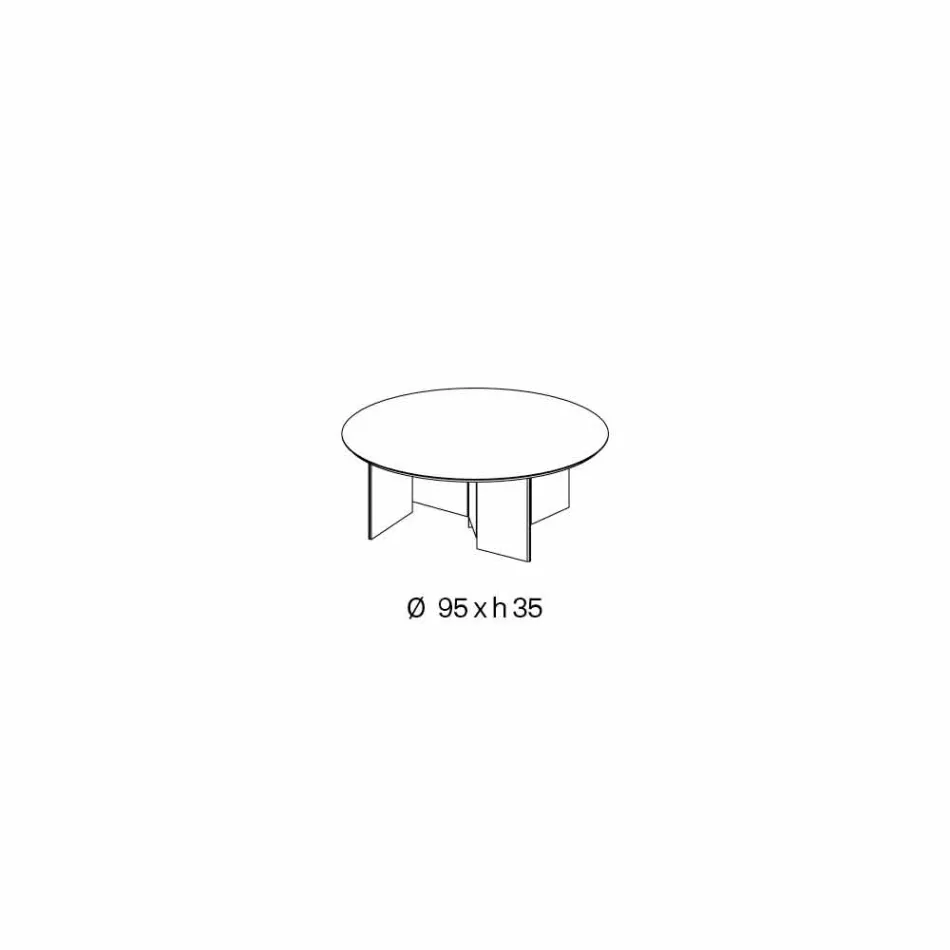 Table basse ronde avec plateau en céramique et pieds en verre fumé - Random Viadurini