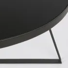 Table basse ronde en acier noir et plateau en verre 2 tailles - Zanzino Viadurini