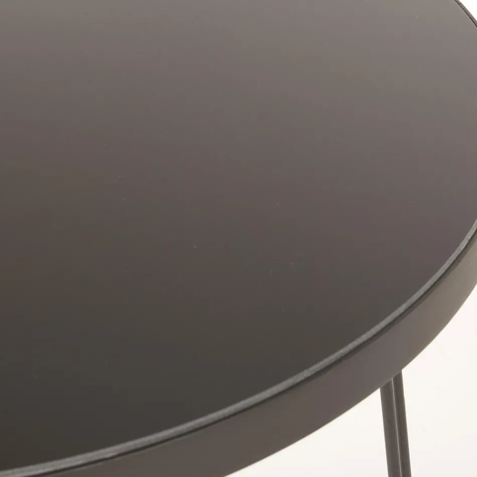 Table basse ronde en acier noir et plateau en verre 2 tailles - Zanzino Viadurini