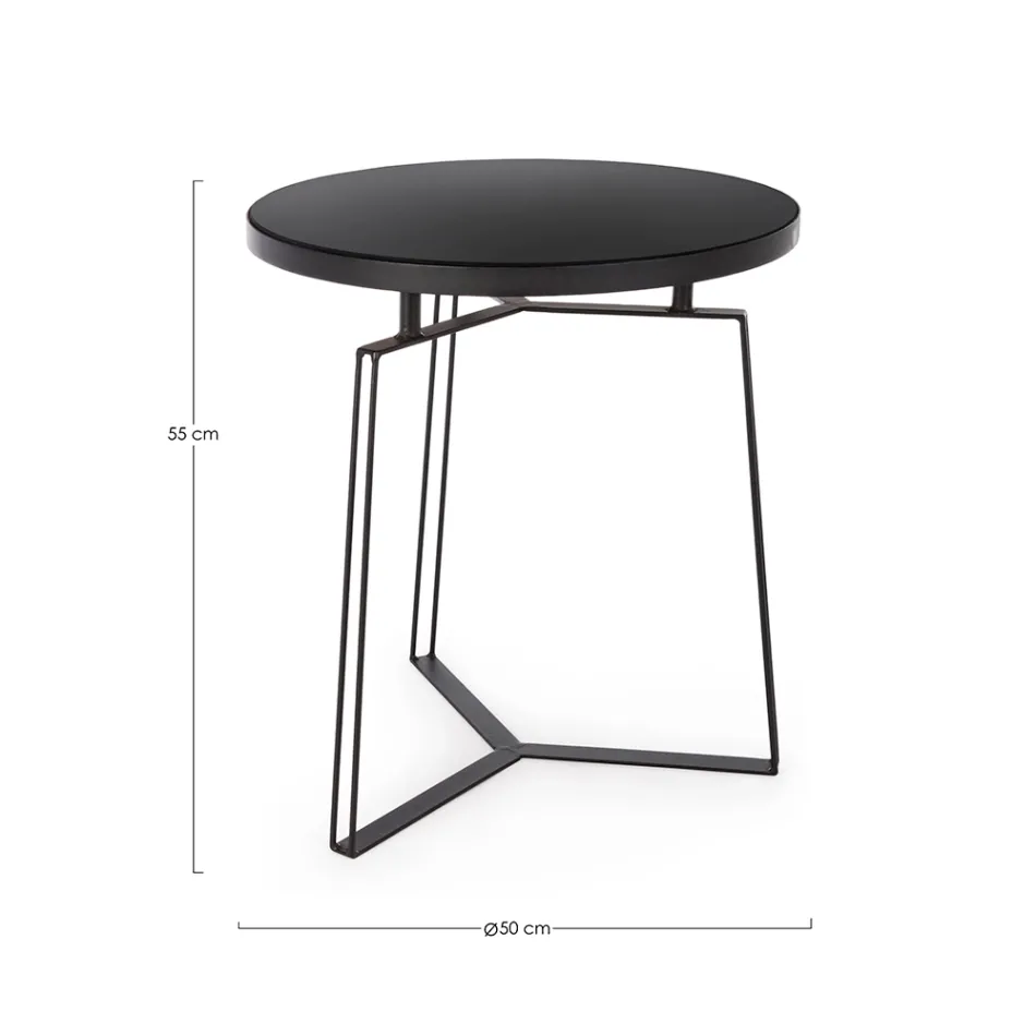 Table basse ronde en acier noir et plateau en verre 2 tailles - Zanzino Viadurini