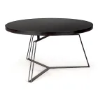 Table basse ronde en acier noir et plateau en verre 2 tailles - Zanzino Viadurini