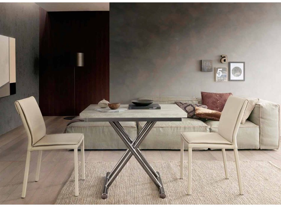 Table basse transformable moderne en bois et métal fabriquée en Italie - Gabri Viadurini