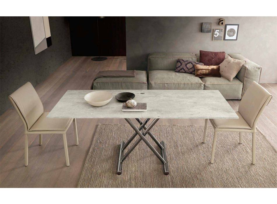 Table basse transformable moderne en bois et métal fabriquée en Italie - Gabri Viadurini
