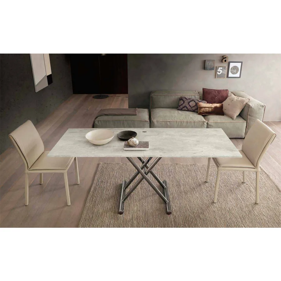 Table basse transformable moderne en bois et métal fabriquée en Italie - Gabri Viadurini